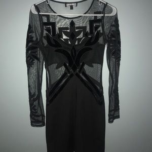 Lulu’s Aztec/Mesh Black Bodycon Dress